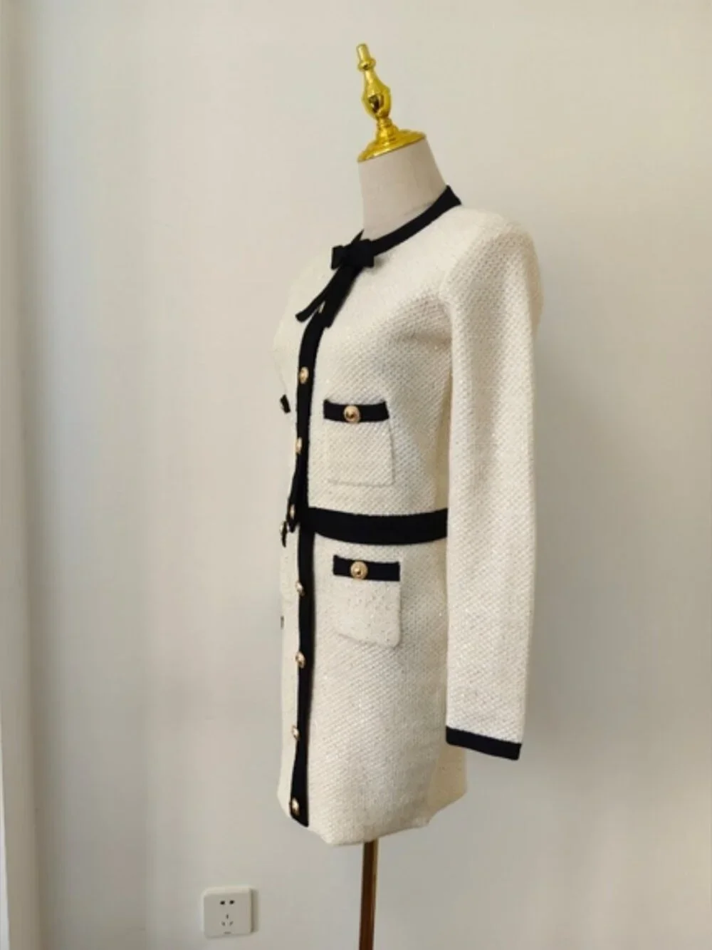 Self-portrait Sequined cotton blend bow cardigan With matching Mini Skirt - Picture 10 of 16